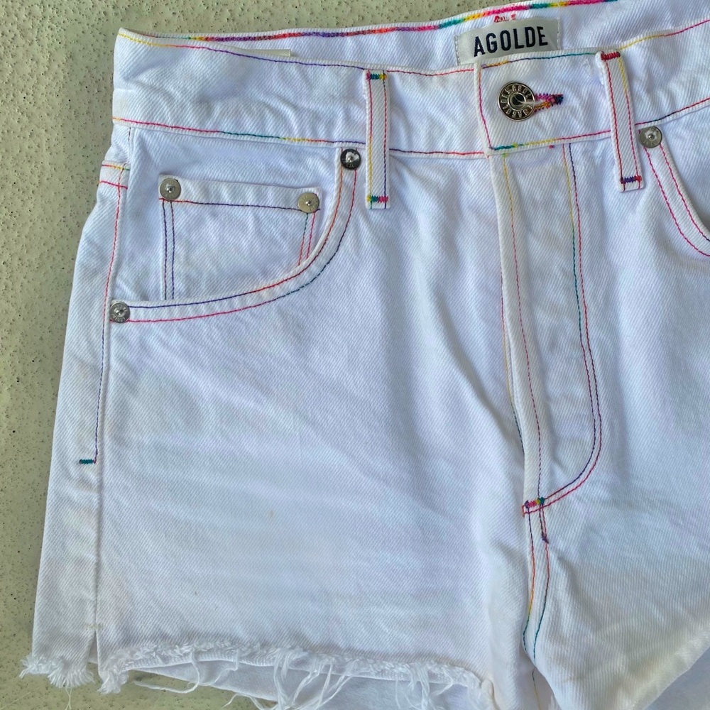 AGOLDE Jaden Rainbow Stitch Shorts